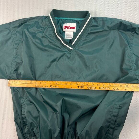 VTG Wilson 80’s-90’s Windbreaker Pullover Gym Coach Teacher Hunter Green Size M - Picture 8 of 8